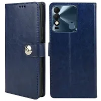 Fastship Cover Tecno Spark 8T Flip Cover  Wallet Stylish Button Magnetic Closure Book Cover Leather Flip Case for Tecno Spark 8T  Blue-thumb1