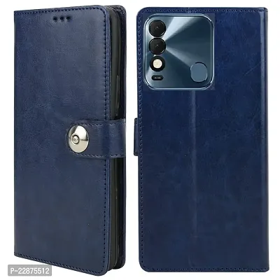 Fastship Cover Tecno Spark 8T Flip Cover  Wallet Stylish Button Magnetic Closure Book Cover Leather Flip Case for Tecno Spark 8T  Blue-thumb2