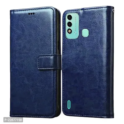 Fastship Cover Leather Finish Inside TPU Back Case Wallet Stand Magnetic Closure Flip Cover for Itel Vision 2S  Blue-thumb0