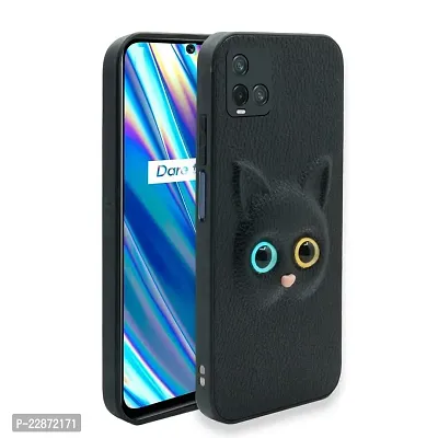 Fastship Colour Eye Cat Soft Kitty Case Back Cover for vivo Y21G  Faux Leather Finish 3D Pattern Cat Eyes Case Back Cover Case for Vivo V2152  Y21G  Black