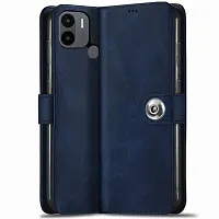 Fastship New Leather Finish Flip Cover for REDMI A2 Mi  Inside Back TPU  Stand  Wallet Button Magnetic Closure for MI REDMI A2 Plus  Navy Blue-thumb1