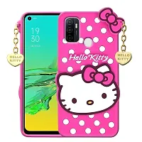 Coverage Rubber Hello Kitty Design with Pendant Soft Case Back Cover for Oppo A33  Pink-thumb1