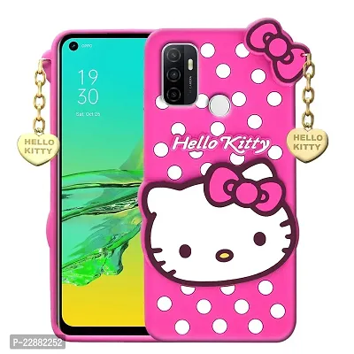 Coverage Rubber Hello Kitty Design with Pendant Soft Case Back Cover for Oppo A33  Pink-thumb2