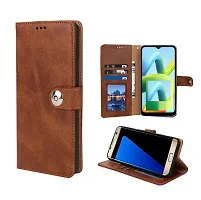 Fastship Genuine Leather Finish Flip Cover for Vivo V2336 / Vivo Y200e -5G | Inside Back TPU Wallet Button Magnetic Closure for Vivo Y200e 5G- Brown-thumb1