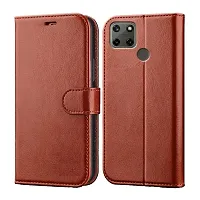 Fastship Vintage Magnatic Closer Leather Flip Cover for Oppo RMX3261  Realme C21Y  Executive Brown-thumb1