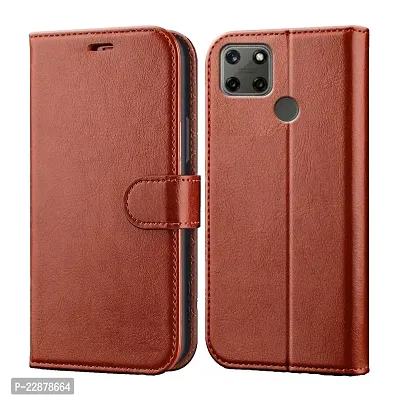 Fastship Vintage Magnatic Closer Leather Flip Cover for Oppo RMX3261  Realme C21Y  Executive Brown-thumb2