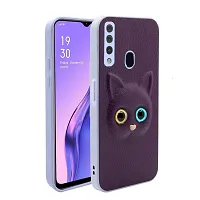 Fastship Colour Eye Cat Soft Kitty Case Back Cover for Oppo A31  Faux Leather Finish 3D Pattern Cat Eyes Case Back Cover Case for Oppo CPH2015  A31  Jam Purple-thumb1