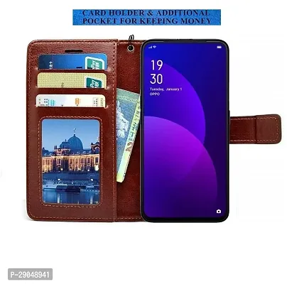 Fastship Vintage Magnatic Closer Matte Leather Flip Cover for Realme P1 / 70 Pro / 12+ 5G - Tan Brown-thumb4