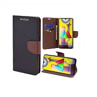 Fastship REDMI Note 9 PRO Max Flip Cover  Canvas Cloth Durable Long Life  Wallet Stylish Mercury Magnetic Closure Book Cover Leather Flip Case for REDMI Note 9 PRO Max  Black Brown-thumb1