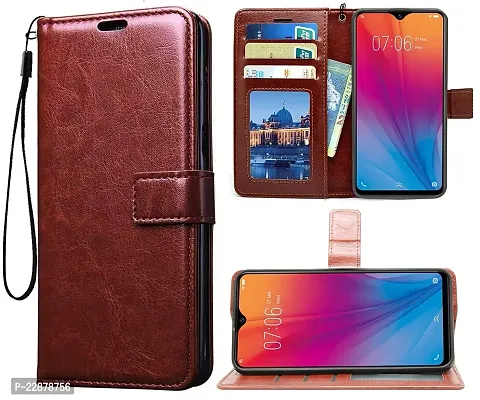 Fastship Cover Leather Finish Inside TPU Back Case Wallet Stand Magnetic Closure Flip Cover for vivo Y75 5G  Executive Brown-thumb2