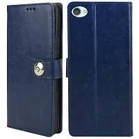 Fastship Cover Vivo Y55L Flip Cover  Wallet Stylish Button Magnetic Closure Book Cover Leather Flip Case for Vivo Y55L  Blue-thumb1