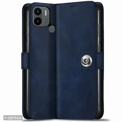 Fastship Cases Leather Finish Flip Cover for Poco C50  MZB0D3CIN  Inside Back TPU  Stand  Wallet Button Magnetic Closure for MI Poco C50  Navy Blue-thumb2