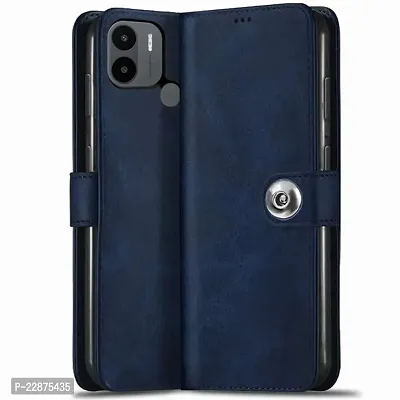 Fastship Cases Leather Finish Flip Cover for REDMI A1 Mi  Inside Back TPU  Stand  Wallet Button Magnetic Closure for MI REDMI A1 Plus  Navy Blue-thumb2