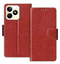 Fastship Cases Vintage Magnatic Closer Leather Flip Cover for Realme RMX3762  Realme C53  Executive Brown-thumb1