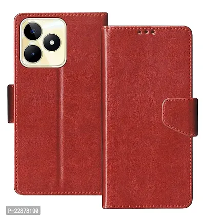 Fastship Cases Vintage Magnatic Closer Leather Flip Cover for Realme RMX3762  Realme C53  Executive Brown-thumb2