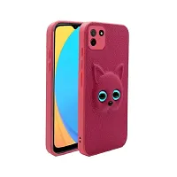 Coverage Colour Eye Cat Soft Kitty Case Back Cover for Realme C11 Old 2020  Faux Leather Finish 3D Pattern Cat Eyes Case Back Cover Case for Realme RMX2185  Realme C11 2020 Model  Pink-thumb1