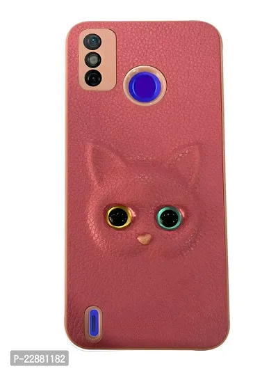 Fastship Colour Eye Cat Soft Kitty Case Back Cover for Tecno Spark Go 2021  Faux Leather Finish 3D Pattern Cat Eyes Case Back Cover Case for Tecno KE5  Spark Go 2021  Pink-thumb0