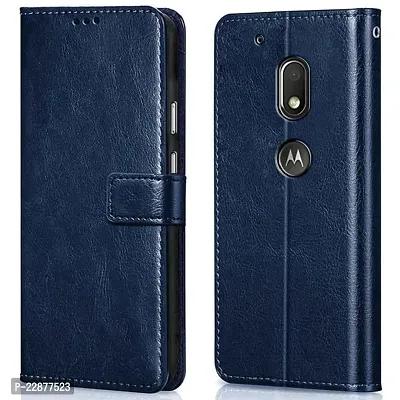 Fastship Case Vintage Magnatic Closer Leather Flip Cover for Motorola Moto G4Play  Cobalt Blue-thumb2