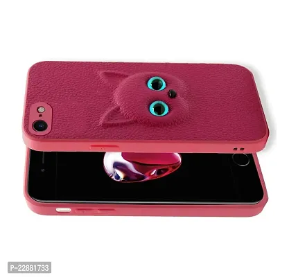 Coverage Coloured 3D Cat Eye Proper fix Case Rubber Back Cover for i Phone 8  Baby Pink-thumb0