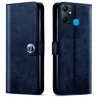 Fastship Infinix Smart 6 Plus Flip Cover  Full Body Protection  Inside Pockets  Stand  Wallet Stylish Button Magnetic Closure Book Cover Leather Flip Case for Infinix Smart 6 Plus  Blue-thumb1