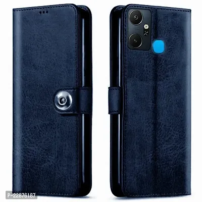 Fastship Infinix Smart 6 Plus Flip Cover  Full Body Protection  Inside Pockets  Stand  Wallet Stylish Button Magnetic Closure Book Cover Leather Flip Case for Infinix Smart 6 Plus  Blue-thumb2