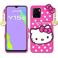 Fastship case Rubber Cat Kitty with Golden Latkan Case Back Cover for Vivo V2118  Vivo Y01  Pink-thumb1