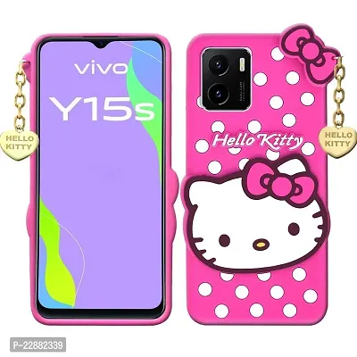 Fastship case Rubber Cat Kitty with Golden Latkan Case Back Cover for Vivo V2118  Vivo Y01  Pink-thumb2