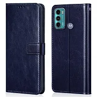 Fastship Case Vintage Magnatic Closer Leather Flip Cover for Motorola Moto G40 Fusion  Cobalt Blue-thumb1