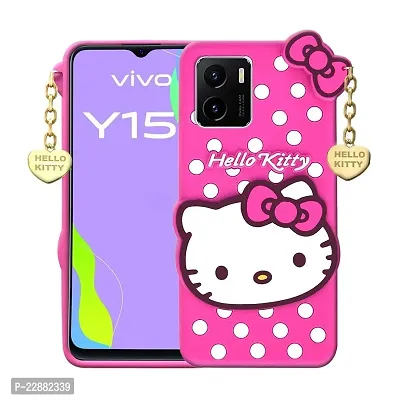 Fastship case Rubber Cat Kitty with Golden Latkan Case Back Cover for Vivo V2118  Vivo Y01  Pink-thumb0