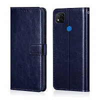 Fastship Leather Finish Inside TPU Wallet Back Case Stand Magnetic Closure Flip Cover for Poco C31  Navy Blue-thumb1