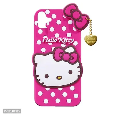 Fastship Silicone Soft Hello Kitty with Pendant Case Proper fit Back Cove for Samsung Galaxy A04  Pink-thumb2