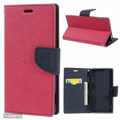 Fastship Oppo A7 Flip Cover  Canvas Cloth Durable Long Life  Wallet Stylish Mercury Magnetic Closure Book Cover Leather Flip Case for Oppo A7  Pink Blue-thumb2