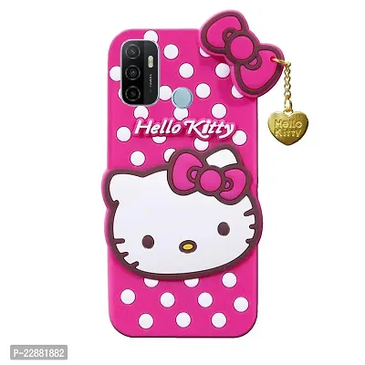 Fastship Silicone Soft Hello Kitty with Pendant Case Proper fit Back Cove for Oppo A33 4G  Pink