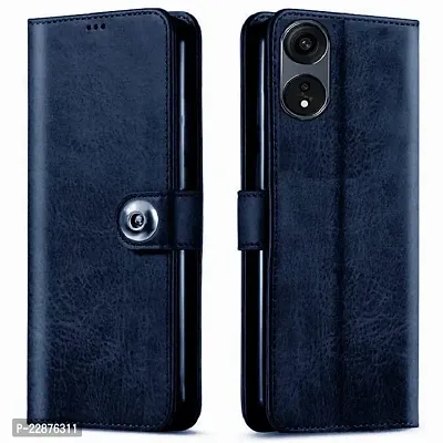 Fastship Oppo CPH2483  Oppo A78 5G Flip Cover  Full Body Protection  Inside Pockets  Stand  Wallet Stylish Button Magnetic Closure Book Cover Leather Flip Case for Oppo A78 5G  Blue-thumb0