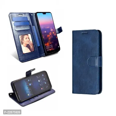 Fastship Cover Leather Wallet Stand Magnetic Closure Flip Cover for Infinix Note 11  Navy Blue