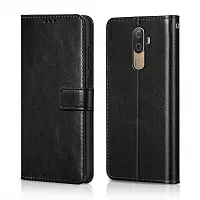 Fastship Vintage Magnatic Button Case Inside Build Back TPU Stand View Lether Flip Cover for Lenovo XT 1902  K8 Note  Black-thumb1