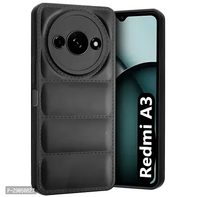 Fastship Puff Case Soft Silicon Flexible Rubber Case Back Cover for REDMI A3 ( New 2023) - Black-thumb2