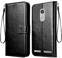 Fastship Vintage Magnatic Button Case Inside Build Back TPU Stand View Lether Flip Cover for Lenovo K33A42  K6 Power  Black-thumb1