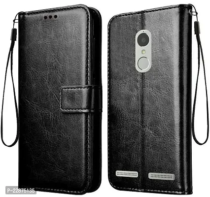 Fastship Vintage Magnatic Button Case Inside Build Back TPU Stand View Lether Flip Cover for Lenovo K33A42  K6 Power  Black-thumb2