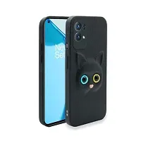 Fastship Colour Eye Cat Soft Kitty Case Back Cover for Oppo Reno7 Pro 5G  Faux Leather Finish 3D Pattern Cat Eyes Case Back Cover Case for Oppo CPH2293  Reno 7 Pro 5G  Black-thumb1