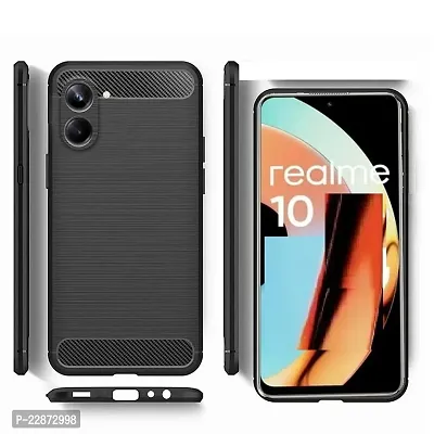 Fastship New Silicone Rubber Hybrid Case Case Back Cover for Realme RMX3630  Realme 10  Black-thumb0