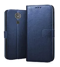 Fastship Case Vintage Magnatic Closer Leather Flip Cover for Motorola Moto E5 Plus  Cobalt Blue-thumb1