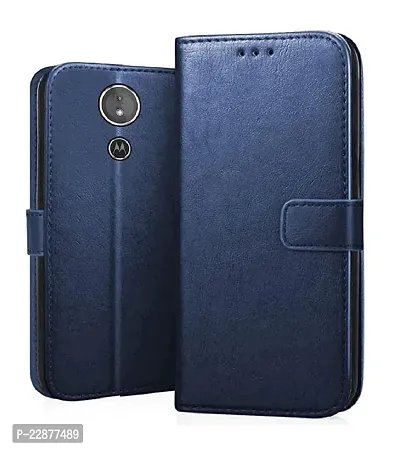 Fastship Case Vintage Magnatic Closer Leather Flip Cover for Motorola Moto E5 Plus  Cobalt Blue-thumb2