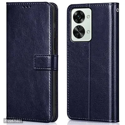 Fastship Vintage Magnetic Leather Wallet Case Book Flip Cover for OnePlus CPH2401 1 Nord 2T 5G  Attractive Blue-thumb0