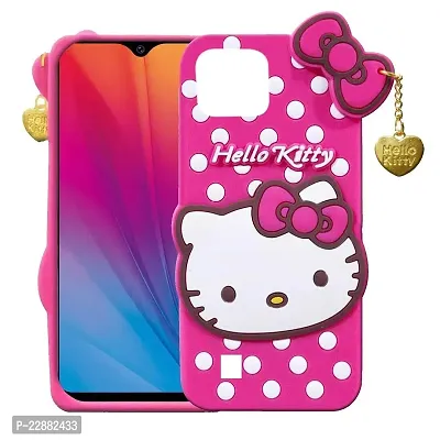 Fastship Rubber Kitty with Cat Eye Latkan Case Back Cove for Realme RMX3231  C11 2021  Dark Pink-thumb0