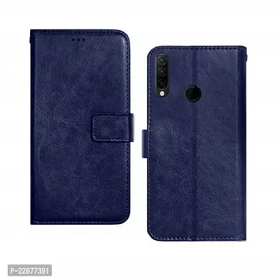 Fastship Faux Leather Wallet with Back Case TPU Build Stand  Magnetic Closure Flip Cover for Lenovo K10 Note  Navy Blue