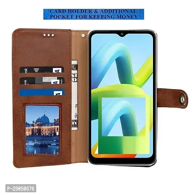 Fastship Genuine Leather Finish Flip Cover for OPPO CPH2603 / F25 Pro 5G | Inside Back TPU Wallet Button Magnetic Closure for OPPO F25 Pro 5G- Brown-thumb4