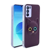 Fastship Coloured 3D POPUP Billy Eye Effect Kitty Cat Eyes Leather Rubber Back Cover for Oppo A53s 5G  Purple-thumb1