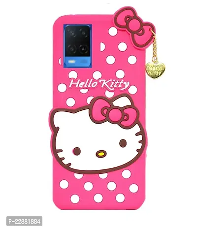 Fastship Silicone Soft Hello Kitty with Pendant Case Proper fit Back Cove for Oppo A54 4G  Pink-thumb0