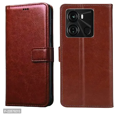 Fastship Cover Case Faux Leather Wallet with Back Case TPU Build Stand  Magnetic Closure Flip Cover for itel P40  Executive Brown-thumb0